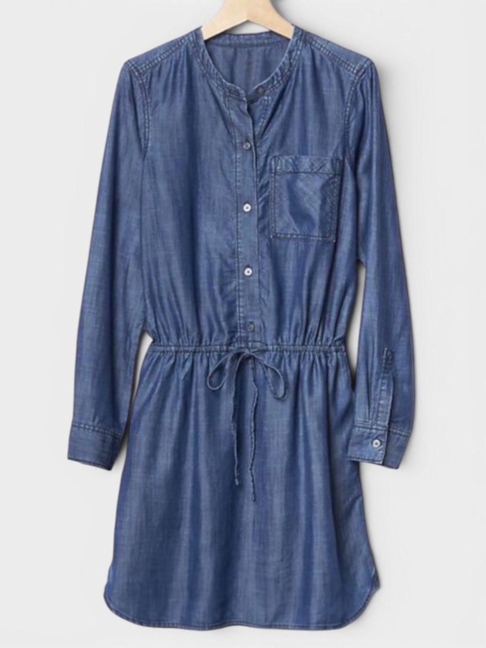 Chambray [GAP] 1/2 Button Down Mini Shirt Dress NWT Blue Jean + Pockets | Small
